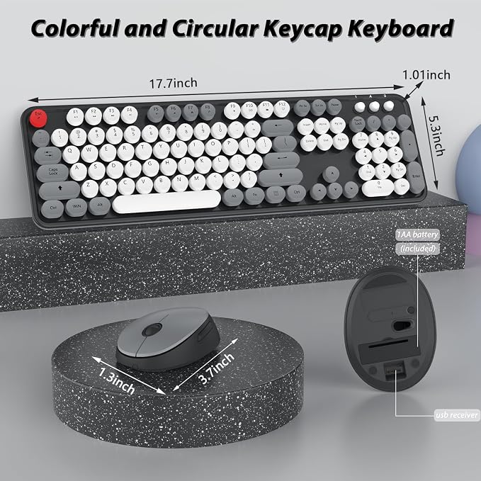 Wireless Keyboard and Mouse, KOOTOP Cute Keyboard and Mouse, 2.4G Wireless - Image 7