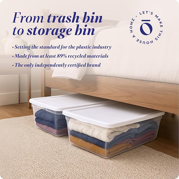 HOMZ 2-Pack Snaplock, Large Clear Plastic Storage Organizer Bins w/Lids - Image 7
