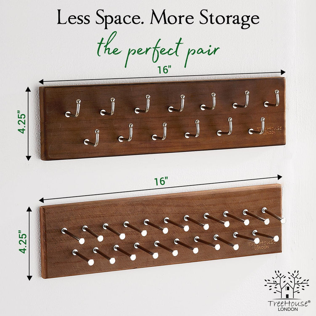 TreeHouse London Tie Rack Organizer – Holds 40 Large Ties – Solid Wood