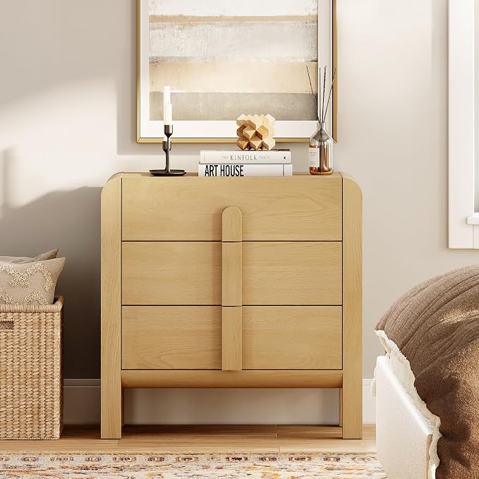 WAMPAT 3 Drawer Dresser for Bedroom, 31.5" Wide Mid Century Modern Wide Chest - Image 3