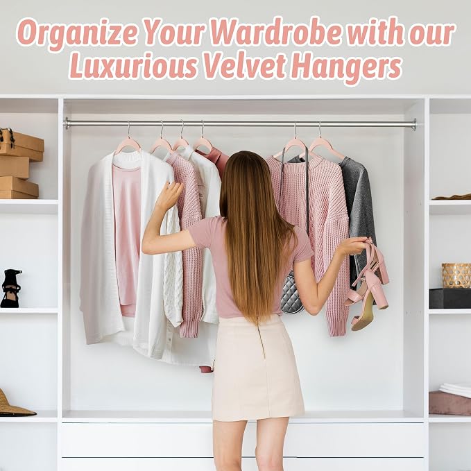Premium Velvet Shirt Hangers 50 Pack, Non-Slip 360° Swivel Hook Space-Saving - Image 7