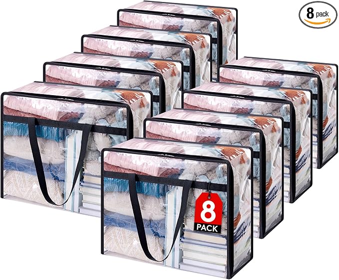 Lifewit 8 Pack Clear Clothes Storage Bags, 40L Plastic Blanket Storage Bag by Lifewit