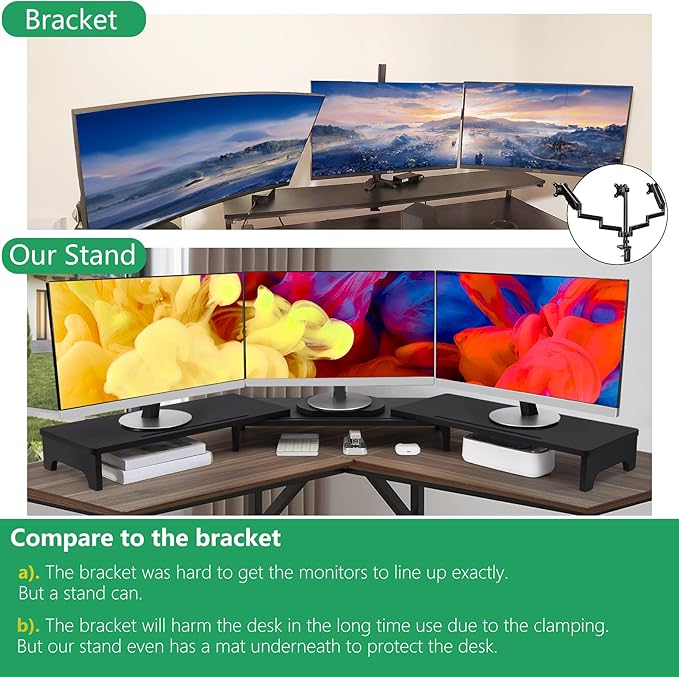 Nnewvante Monitor Stand Riser, 60 inch Large Bamboo Dual Monitor Stand - Image 4