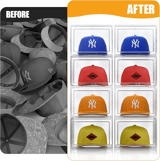 Hat Organizer Box, Stackable Clear Baseball Caps Holder Box Containers - Image 6