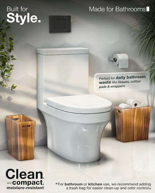 BLUEWEST 2.6 Gallons Wooden Wastebaskets – Solid Acacia Wood Trash Can - Image 5