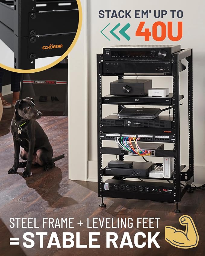 ECHOGEAR 20U Open Frame Rack for Servers & AV Gear - Image 5