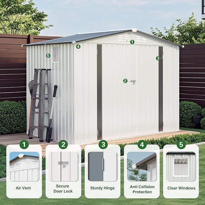 Metal Storage Shed, 8X6 FT Lockable Outdoor Tool Shed - Image 5