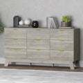 Fluted 9 Drawer Dresser, 57.1" Wide Modern Boho Chest of Drawers, Wooden by BORNOON