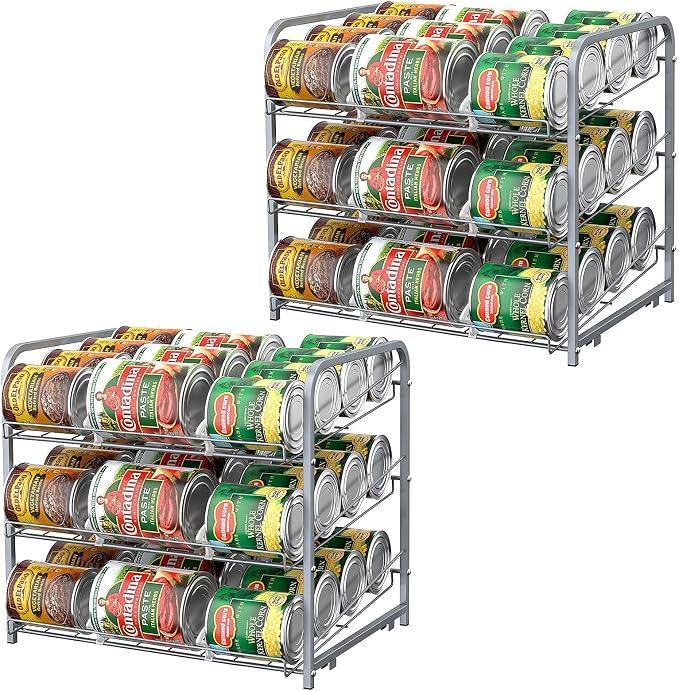 BTY Can Organizer for Pantry Stackable 2 Pack, Can Storage Organizer Rack by BTY
