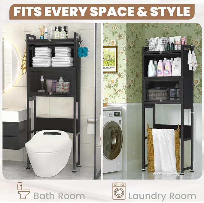 ZZL Over The Toilet Storage Cabinet, Bathroom Toilet Organizer, Waterproof - Image 5