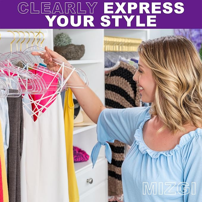 Premium Clear Invisible Acrylic Hangers, Crystal Plastic Hangers, Pants & Dress - Image 2