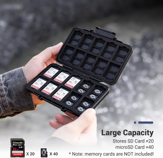 60 Slots Memory Card Case for 20 SD and 40 TF Cards, Compact Size & Portable SD - Image 2