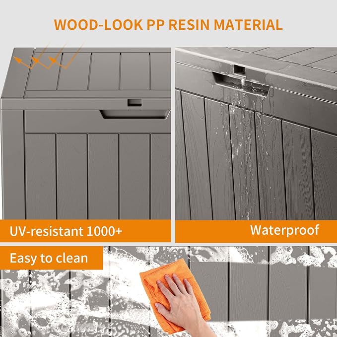 31 Gallon Resin Deck Box, Lockable Patio Outdoor Storage Box - Image 3