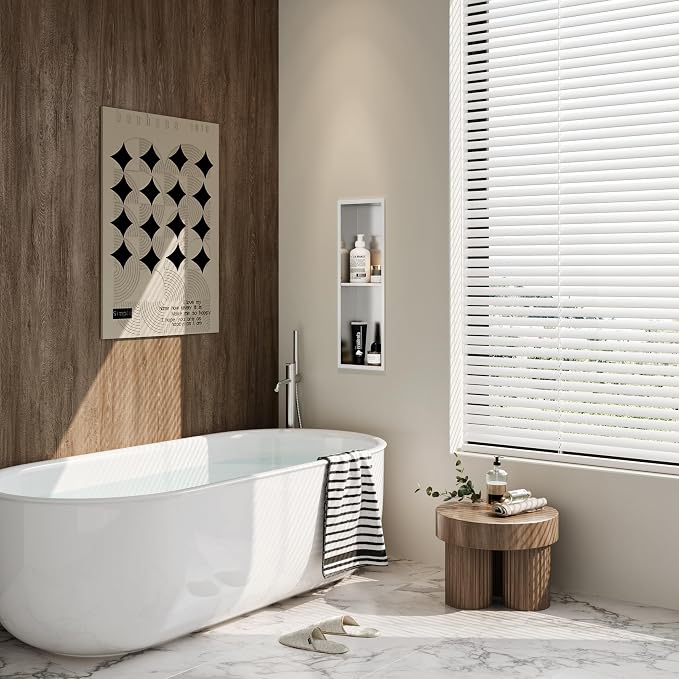 Stainless Steel Shower Niche 24" X 8", No Tile Needed Wall Niche Double Shelves - Image 4