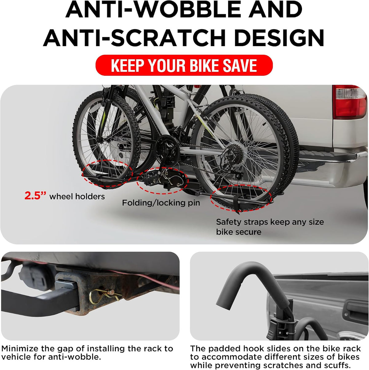 Young 2 Bike Rack Hitch Mount Foldable Platform Style, Bicycle Carrier