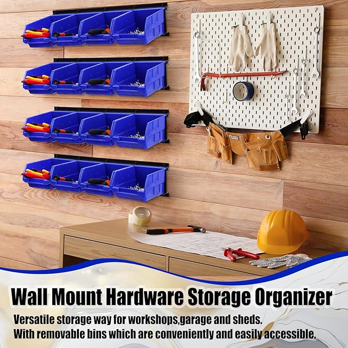 Maitys Wall Mounted Storage Bins Plastic Hanging Stackable Storage Parts Garage - Image 6
