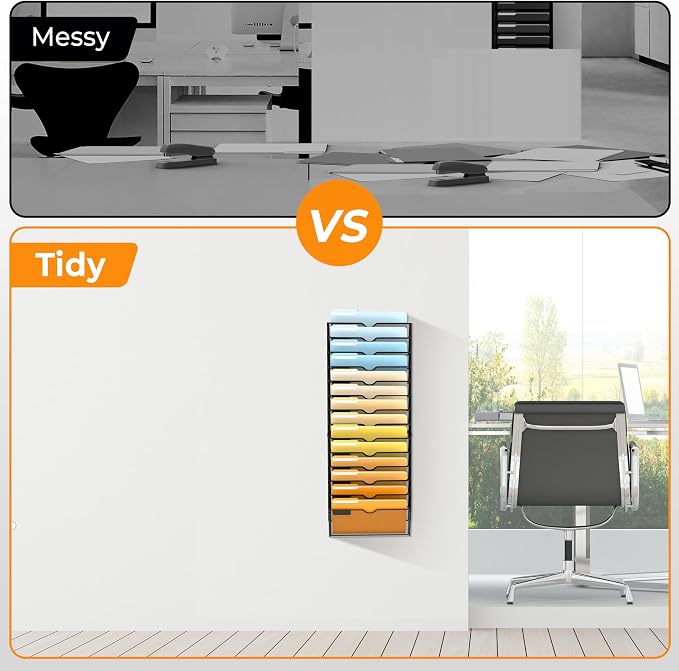 SUPEASY 14-Tier Wall File Organizer Mesh Office Mail Holder, Hanging Wall - Image 5