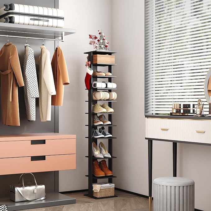 HOMEFORT 10-Tier Vertical Shoe Rack, Corner Shoe Tower, Slim Shoe Organizer - Image 8