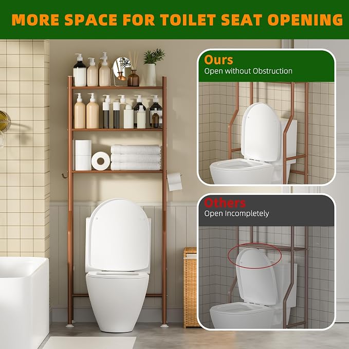 3-Tier Over The Toilet Storage, Space Saver Metal Bathroom Shelves, - Image 5