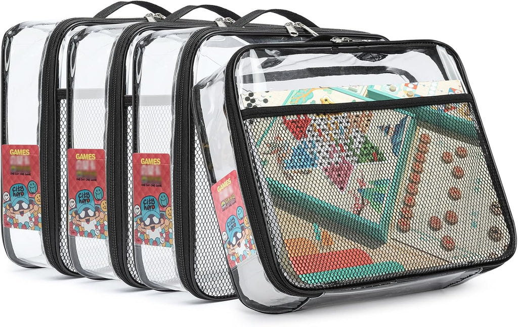 4 Pack Toy Storage Organizer Bags 13.7"L x 2.7"W x 9.7"H | Clear