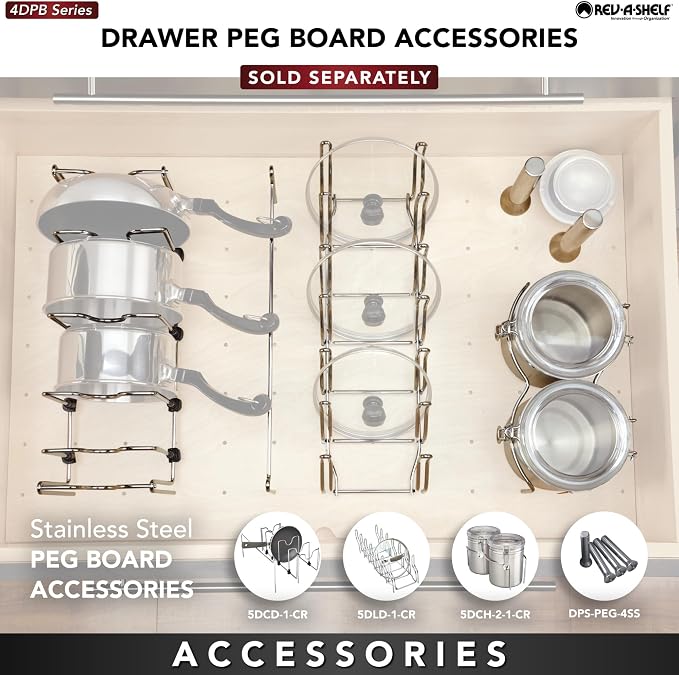 Rev-A-Shelf Trimmable Pegboard Drawer Divider Organizer, Trim to Fit Wooden - Image 7