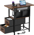 Small Side Table with Charging Station, Narrow Nightstand Bedside Tables with by CREATEDFORSMARTHOMES