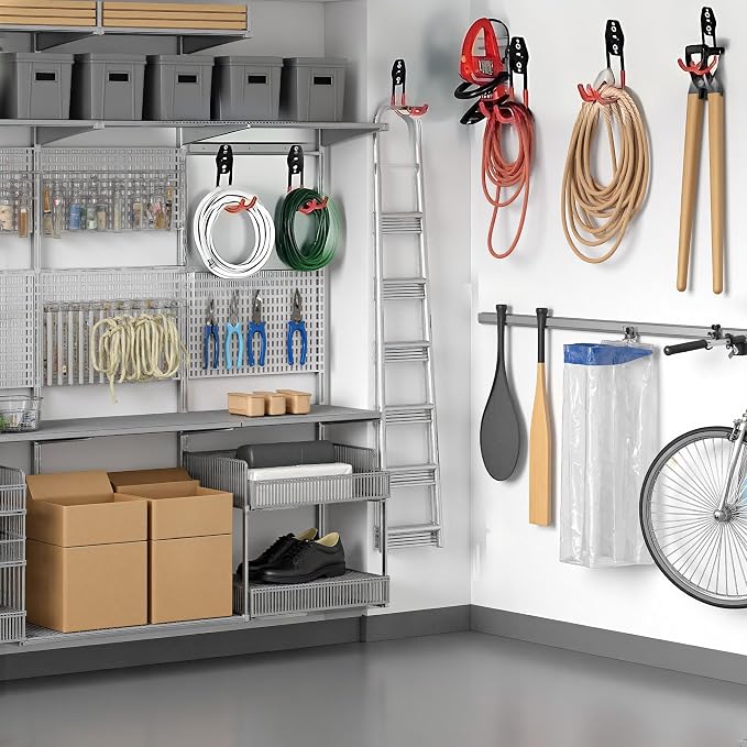 16 Pack Steel Wall Mount Garage Storage Hooks Heavy Duty | Anti-Slip Coating | - Image 5