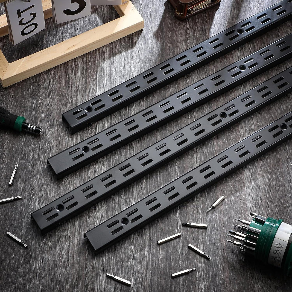 6 Pcs Shelf Rails Bracket Track 47.5 Inches Upright Closet System