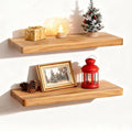 Fun Memories Rustic Solid Elm Wood Floating Shelves, 8 Inch Deep Wall Shelves by FunMemories