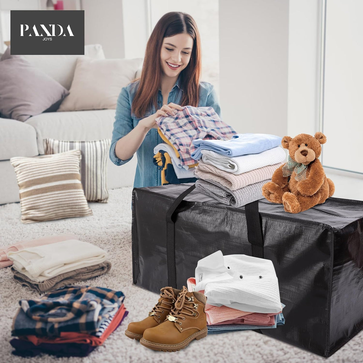 Extra Large Moving Bags with Zippers & Carrying Handles, Heavy-Duty