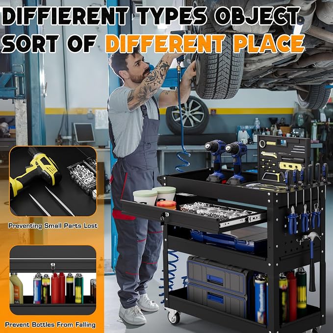 3 Tier Tool Cart on Wheels - Image 3