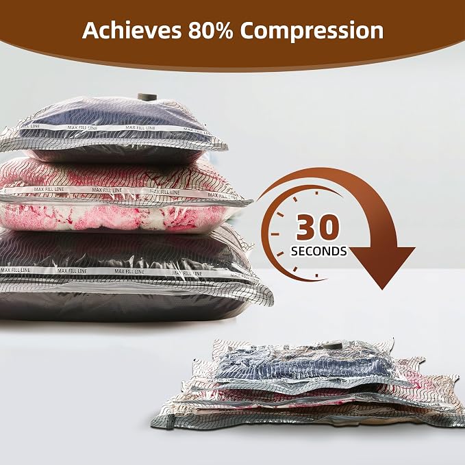 Travel Vacuum Storage Bags, 6 Pack Carry-On Size Compression Packing Bags - Image 4