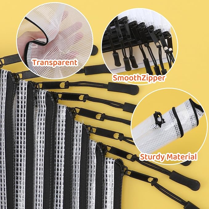 20pcs Mesh Zipper Pouch, A3 17x12 Inches Large Reusable Zipper Pouches - Image 3