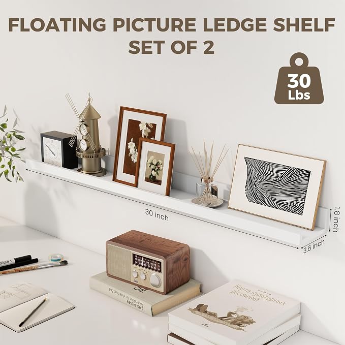 Axeman 30 Inch White Floating Shelves - Image 3