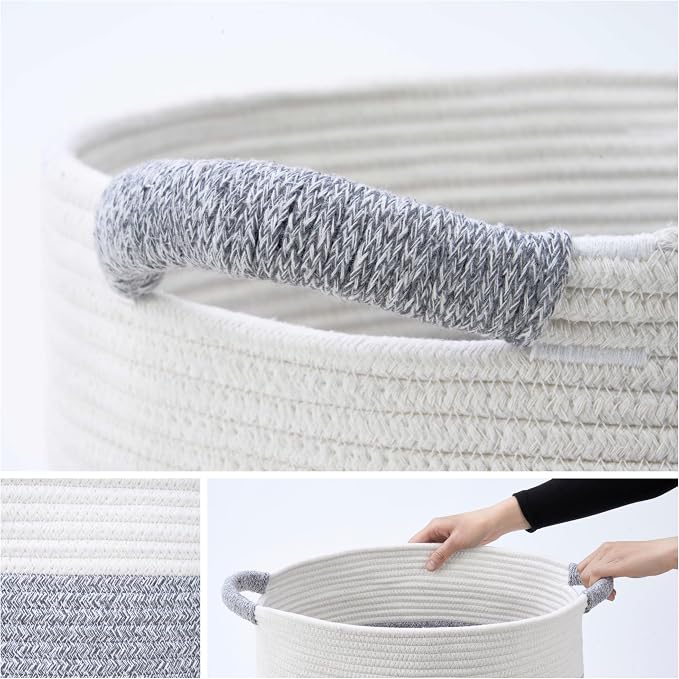 Blanket Basket - Woven Round Rope Storage Basket - Image 2