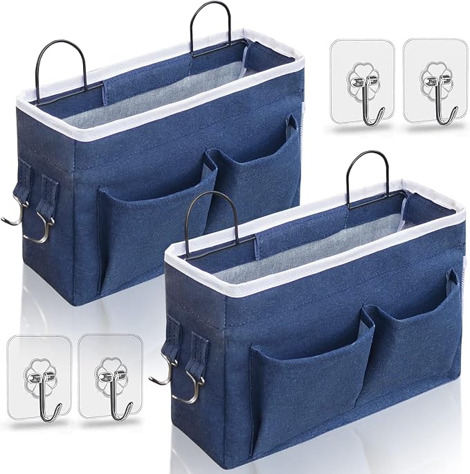 2pcs Middle Wall Hanging Organizer Bag, Linen Fabric Door Hanging Storage Basket by KANRICHU