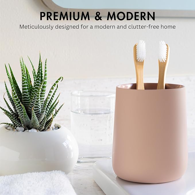 Matte Dusty Pink/Mauve Toothbrush and Toothpaste Holder and Cup - Image 2