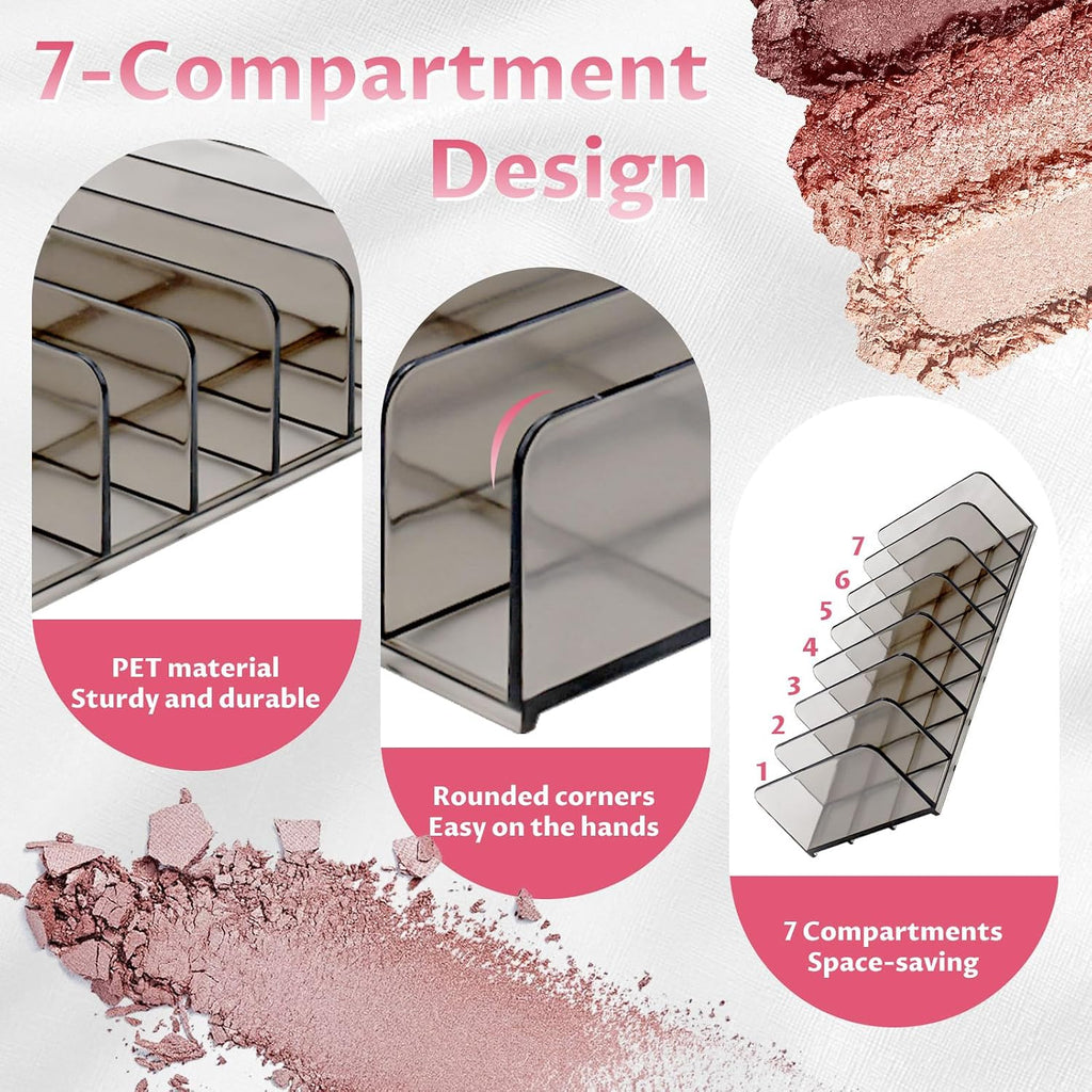 4 Pack Eyeshadow Palette Makeup Organizer, 7-Section Acrylic Cosmetic