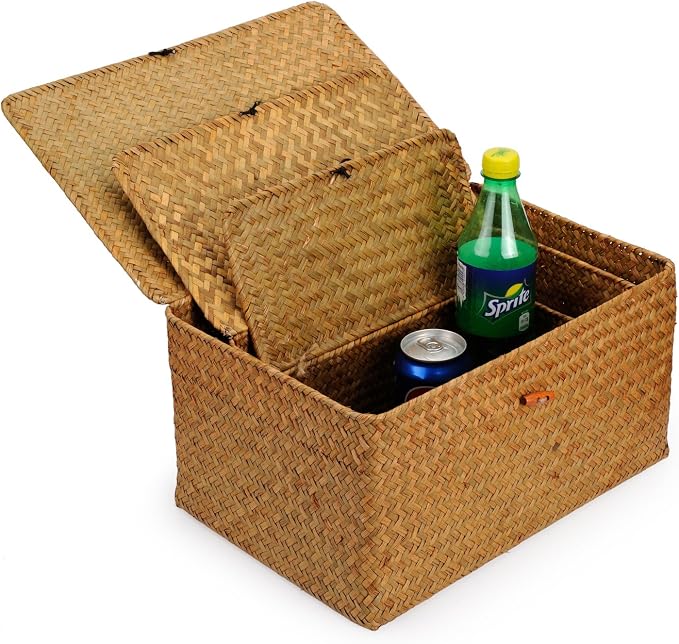 DOKOT Rectangular Handwoven Seagrass Storage Basket - Image 3