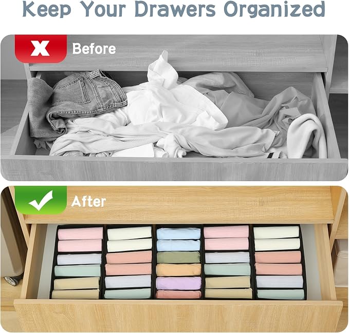 Qozary 3 Pack Sock Underwear Drawer Organizer Dividers, Non-Woven Fabric - Image 2