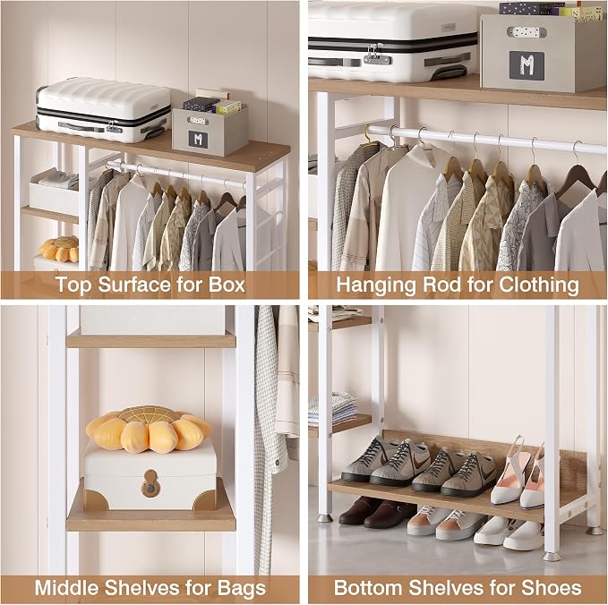 VECELO Open Garment Clothing Rack, Free-Standing Heavy Duty Storage Closet - Image 3