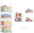 4" Extra Deeper Foldable Hanging Closet Organizer, Small Wire Cabinet Shelves by X-cosrack