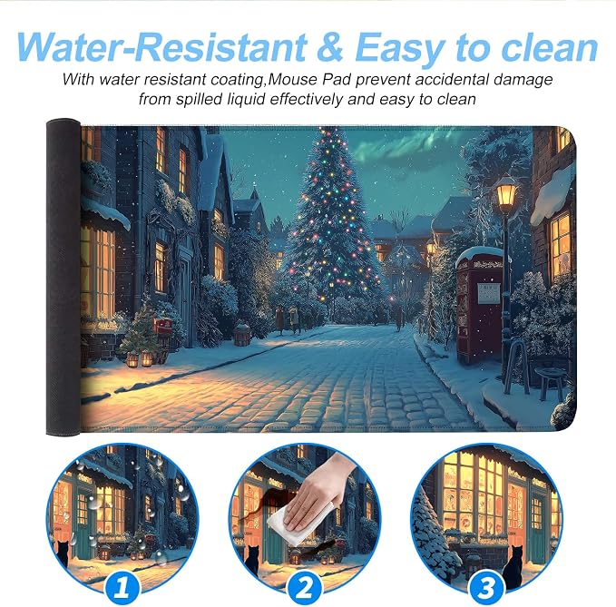 Christmas Winter Village Mouse Pad – 31.5" x 11.8" Large Extended Desk Mat - Image 7