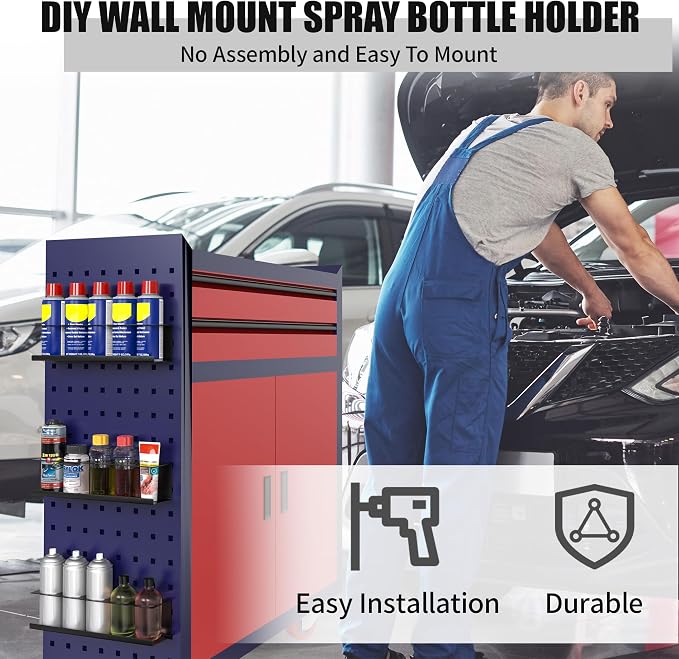 4 Pack Wall-Mounted Spray Bottle Holder, Aerosol Spray Can Holder Storage Rack - Image 6