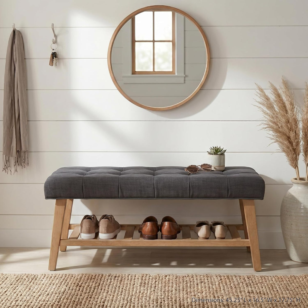 Entryway Shoe Bench Storage Benches with Upholstered Button Tufted