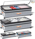 Under Bed Storage with Wheels, 2 Packs XXL Underbed Organizer with Lid by Aomkmi