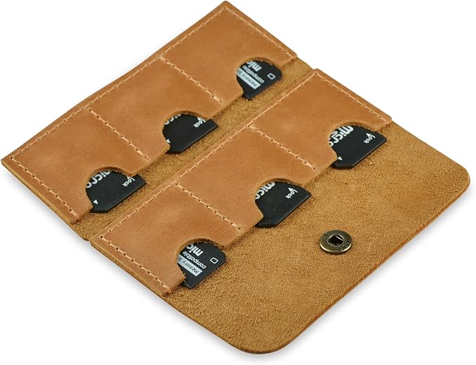 Leather SD/Micro SD Card Holder & Organizer, Storage Case, Travel Memory Card - Image 3