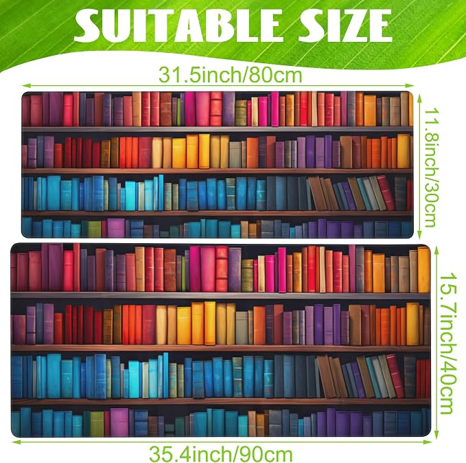 Large Gaming Mouse Pad for Desk, Bookshelves Full of Books Desk Mat, Colorful - Image 2