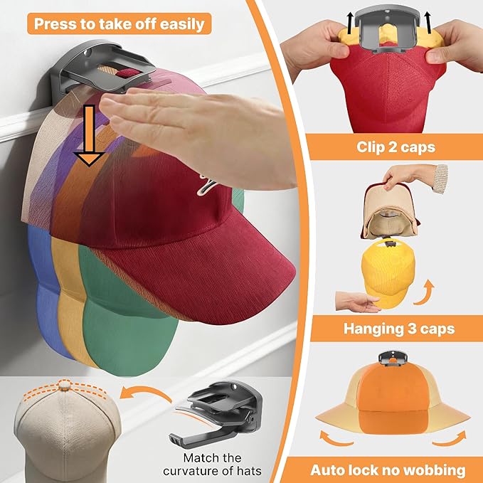 8 Packs Hat Organizer ，Holds 40 Hats - Image 5