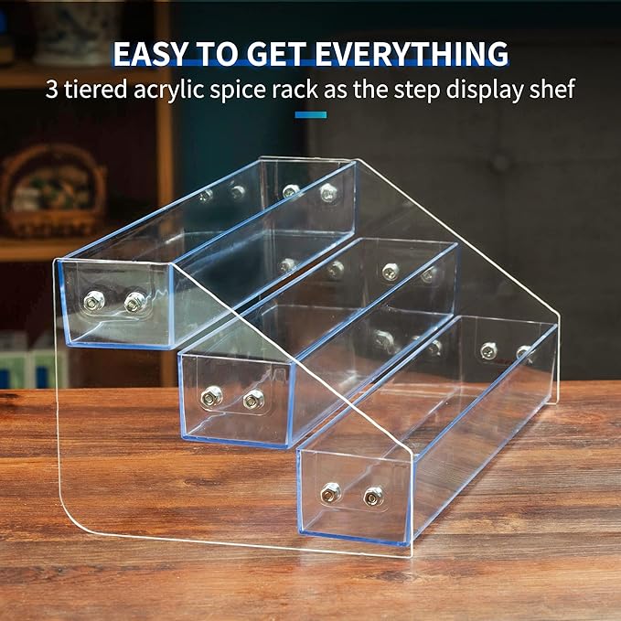 Acrylic Spice Rack, Tiered Spice Rack Shelf Seasoning Organizer - Image 2